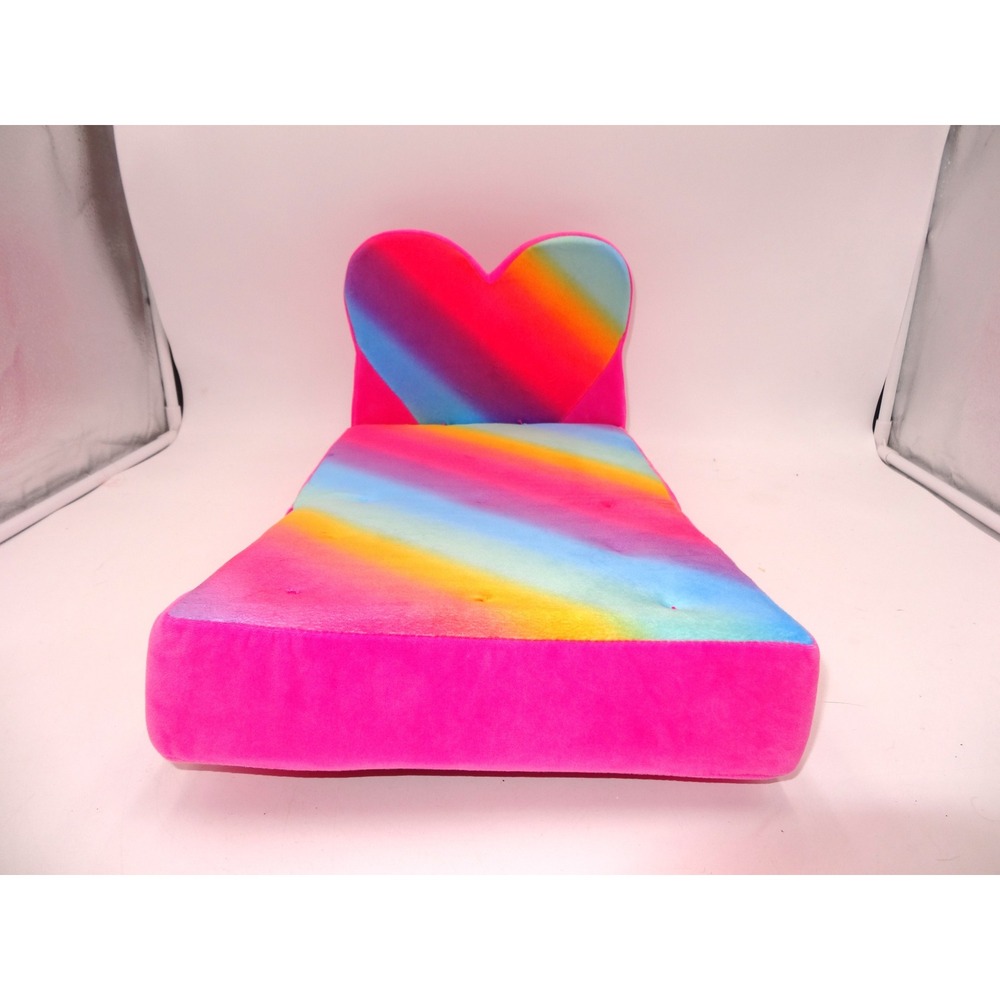 Build-A-Bear Rainbow Heart Fold Out Chair Bed Fold Out Plush Furniture